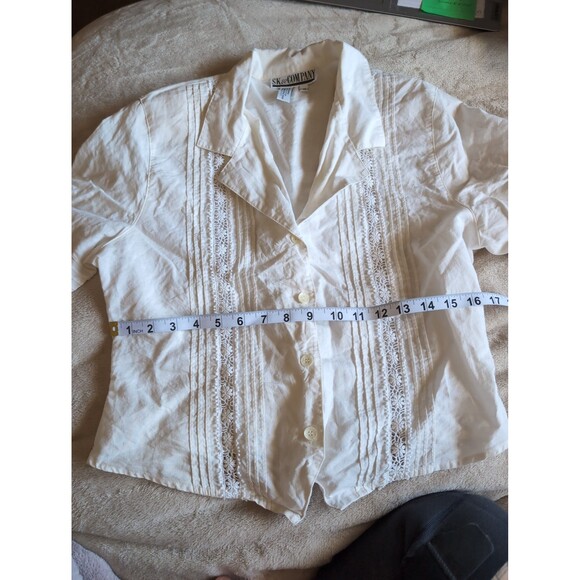 Sk & Company size 10 shoulder pad white collard shirt - Picture 3 of 7